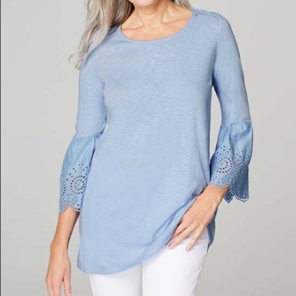 NWT J. Jill Cornflower Eyelet Tunic